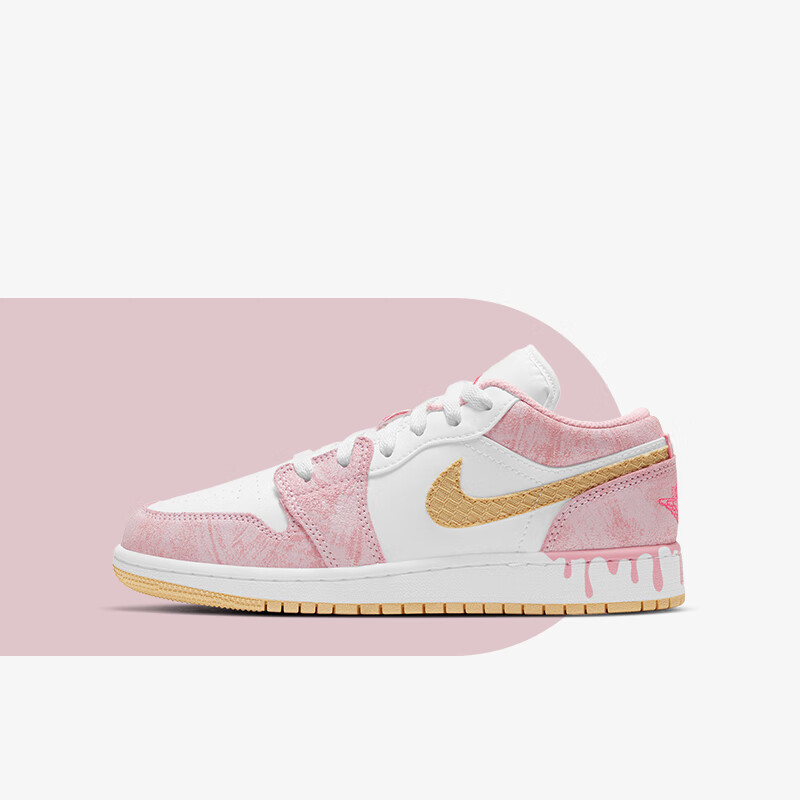 nike耐克air jordan 1 gs aj1白粉冰淇淋大童/女款低帮板鞋 cw7104