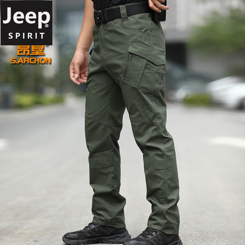 jeep吉普品牌店纯棉户外旅行工装裤春秋战术裤男裤弹力修身军迷裤宽松