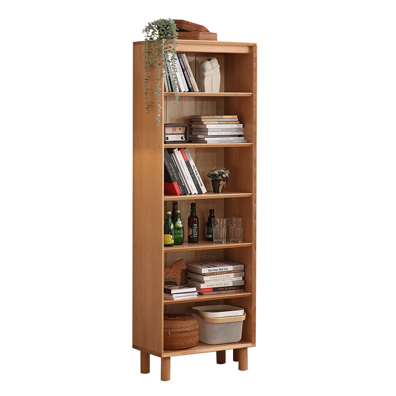 素杉实木组合书架现代简约储物柜展示柜书房格子柜书架置物柜   0.6米原木色