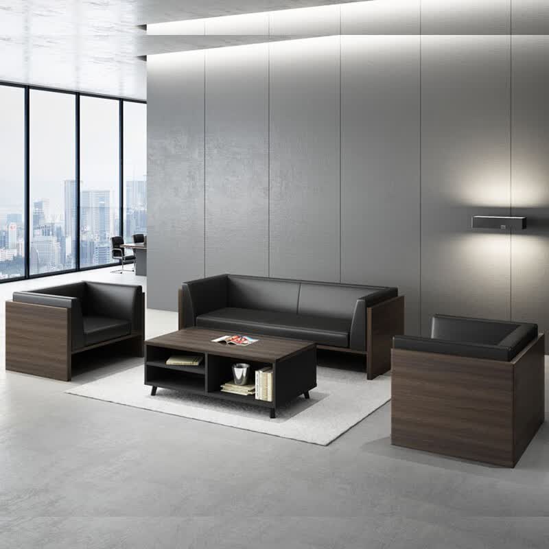 组合办公沙发 板式皮艺沙发 会客沙发接待洽谈商务 单人位(西皮)