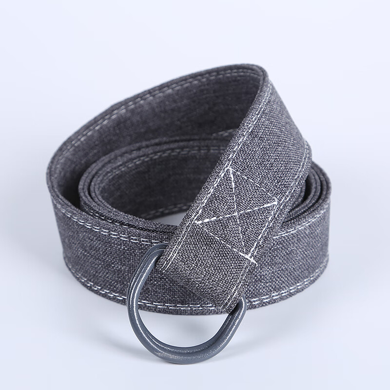 百搭牛仔裤腰带网红双环针织帆布腰带百搭男女通用腰带 b03灰色 110cm