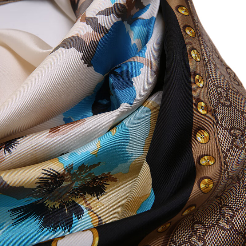 gucci 古驰围巾 女士丝巾蓝色桑蚕丝图腾印花方巾 508796 3g001 1069