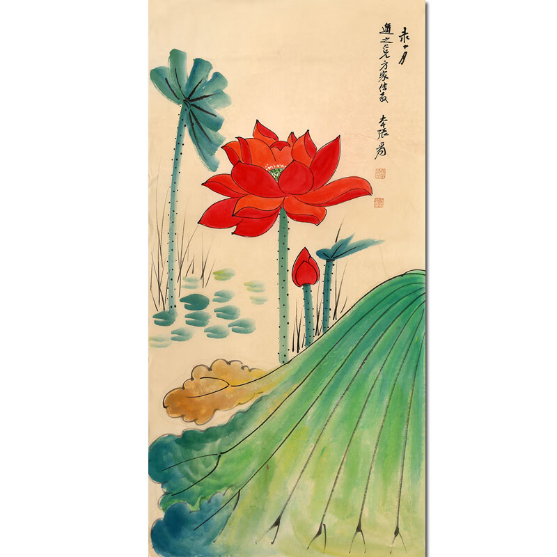 张大千《荷花》纯手绘真迹书画国画艺术品拍卖水墨画油画字画版画 50