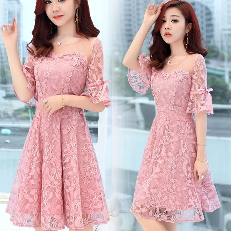 刚拓者(gangtuozhe)夏天穿的莲衣裙女士新款2023时尚性感蕾丝连衣裙