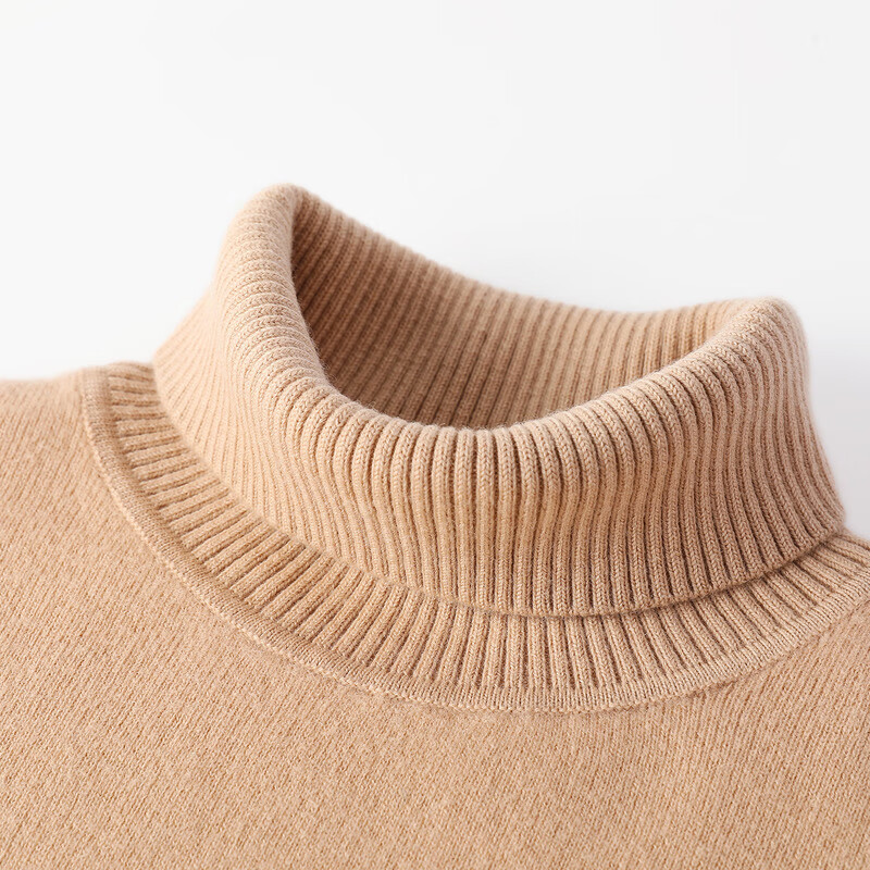 恒源祥厚款保暖纯羊毛衫女秋冬季新款高领套头毛衣纯色打底女装针织衫 奶咖色 M /165/88A