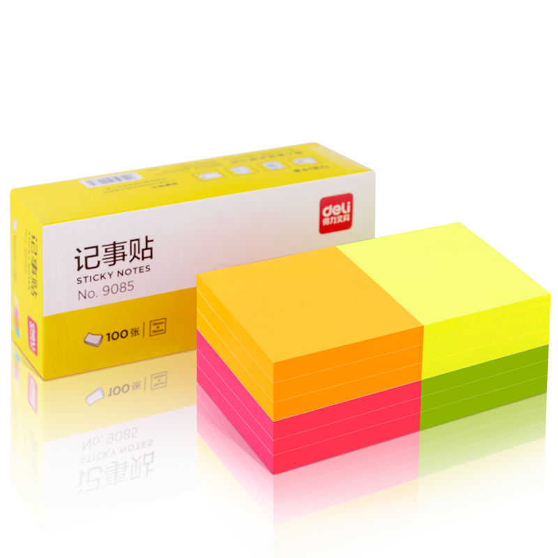 ������deli)12��1200��ӫ���ɫ������  76*76mm����ֽ/ ������/ ��ճ���Ա� �칫��Ʒ 9085 158.35Ԫ��5��(��31.67Ԫ/��)