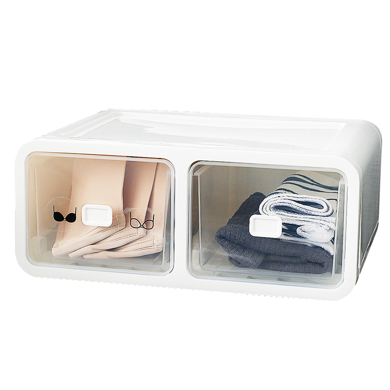 柯良惠子日式内衣收纳盒 抽屉式储物盒分格内裤袜子整理盒 透明白16格单层