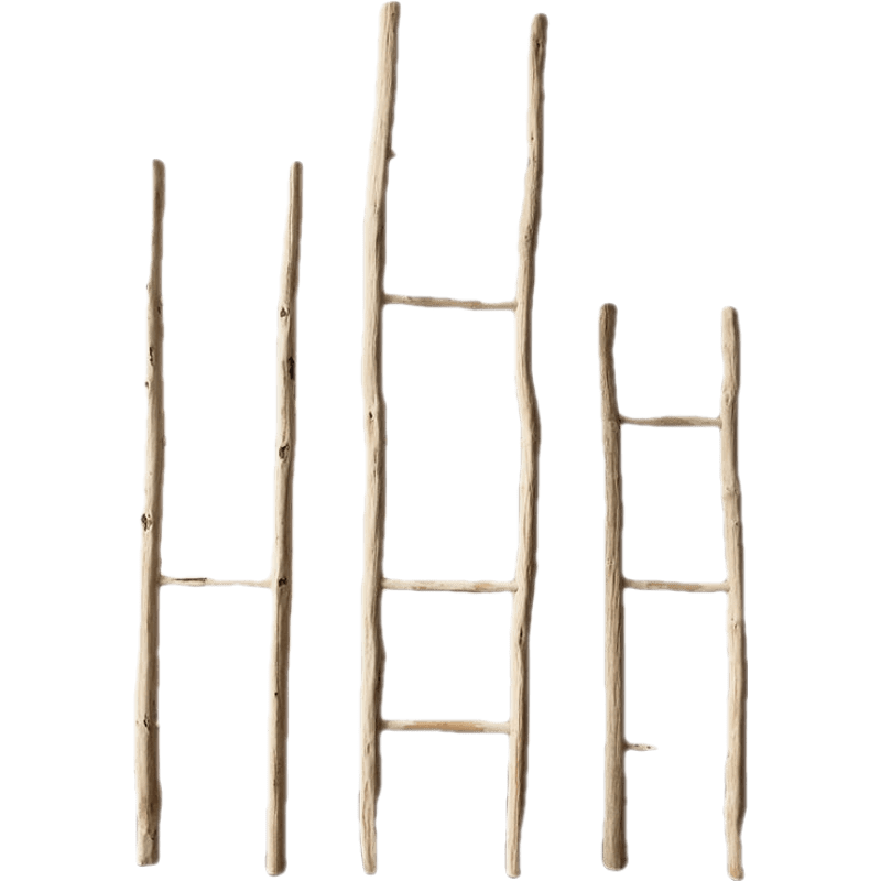 杜裕惟(DUYUWEI) 干树枝北欧实木梯子摆件装饰品原木民宿梯形置物衣帽架摄影道具 宽25cm 高60cm 三梯