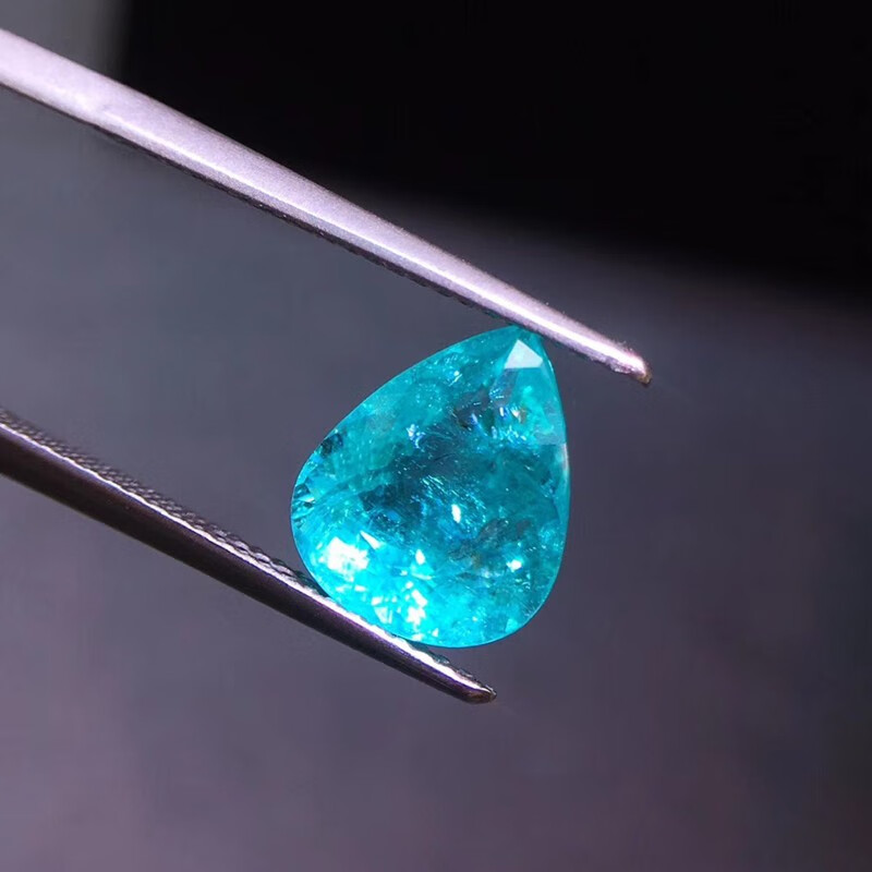 君政高端珠宝之王帕拉伊巴裸石正宗霓虹蓝水滴形大台面可镶嵌吊坠戒指
