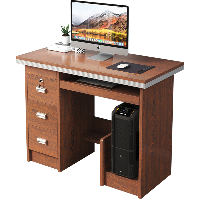 信京职员办公桌办公室电脑桌员工书桌学习桌1米红胡桃色