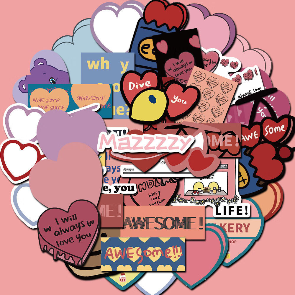 日美新 mazzzzy贴纸韩风手账贴纸笔记本电脑平板行李箱贴纸ins 44张