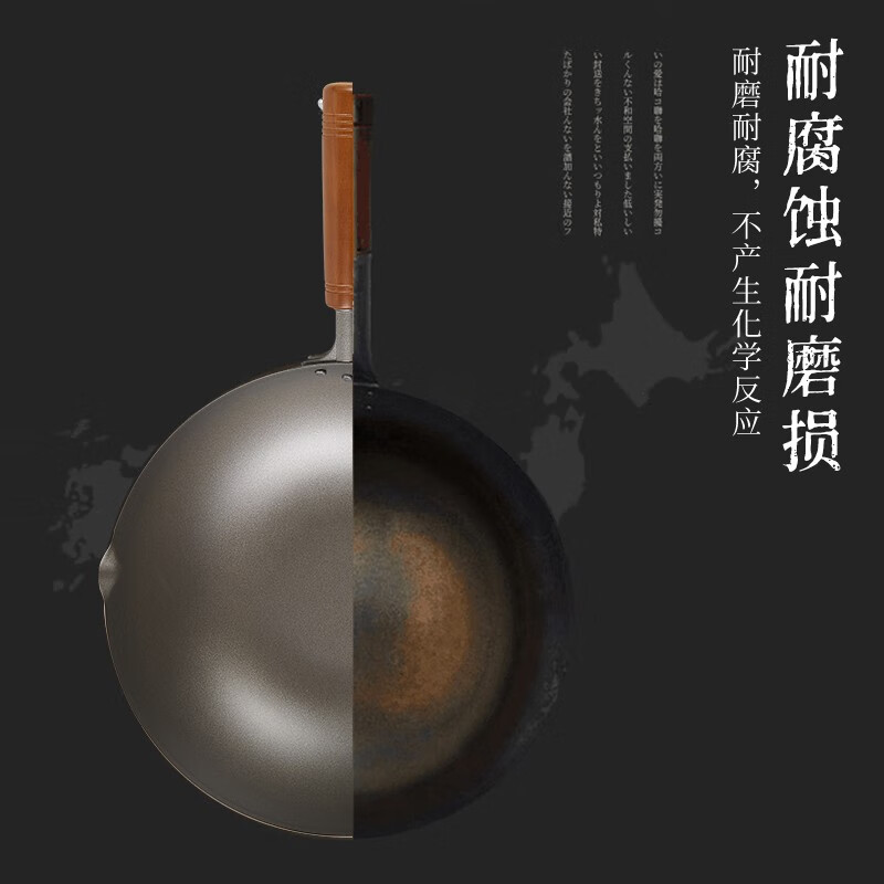H.S日本进口长谷元99.9%超轻纯钛炒锅钛锅炒菜锅少油烟明火燃气适用 有滤嘴(99.9%纯钛) 30cm