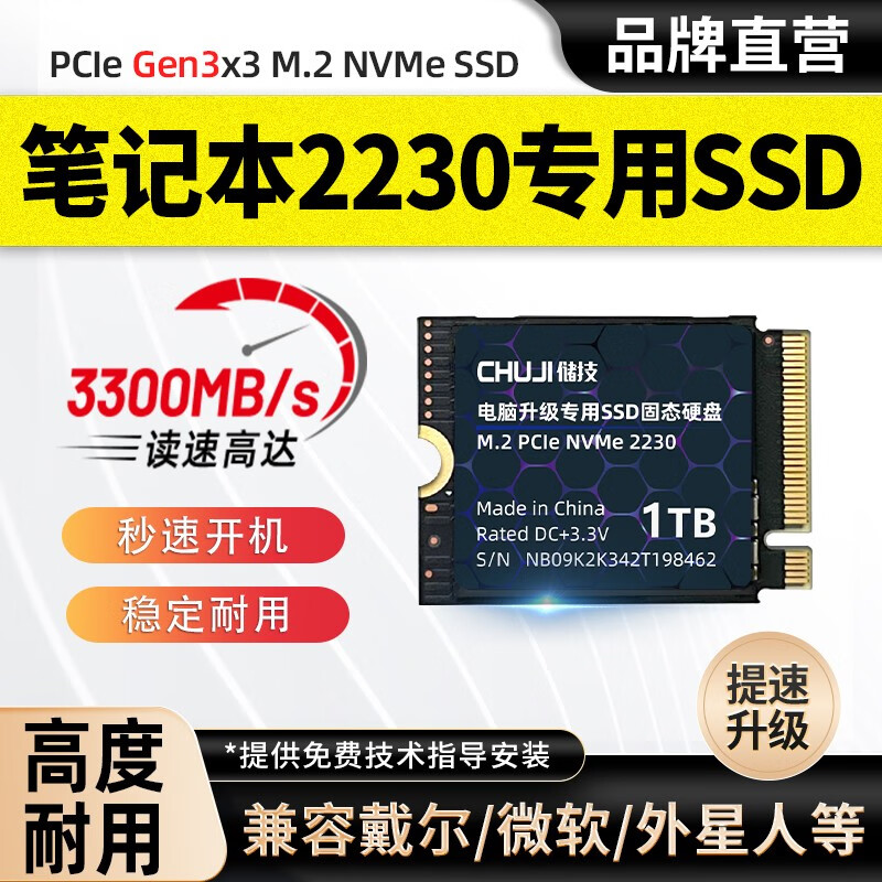 储技 笔记本固态硬盘戴尔G3/G15/G5等通用M.2 NVMe PCIe 2230固态硬盘ssd 笔记本2230专用固态硬盘【1TB】