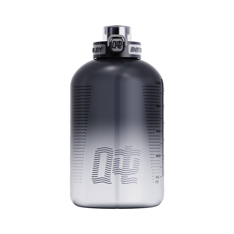 BOTTLED JOY噸噸杯學(xué)生水杯王一博潮酷噸噸桶 大容量漸變色運動水壺個性健身 黑灰派對*可裝開水 1.5L
