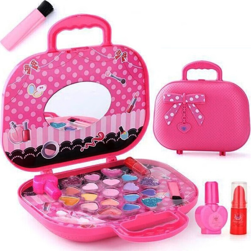 JewelrySet 儿童化妆品套装组合女孩7-14岁幼儿园演出公主彩妆盒 粉色手提箱