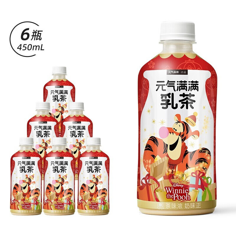 【TG1】元气森林出品 元气满满奶乳茶低脂肪饮料口味可选（10-12月产） 清新椰椰 450mL*6瓶（迪士尼包装）