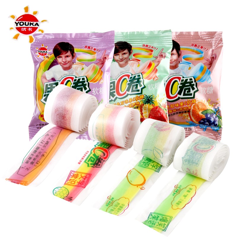 优卡 果c卷含果汁软糖8090后怀旧零食糖果 10袋