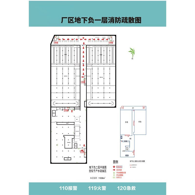 厂区负一负二疏散图含 车身贴裱5mmpv板;600mm*420mm(单位:块)