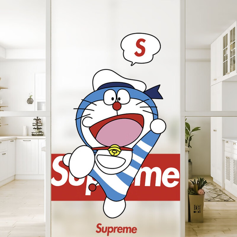 玻璃贴膜 简约玻璃贴纸贴膜防窥视透光不透明哆啦a梦卫生间浴室窗户