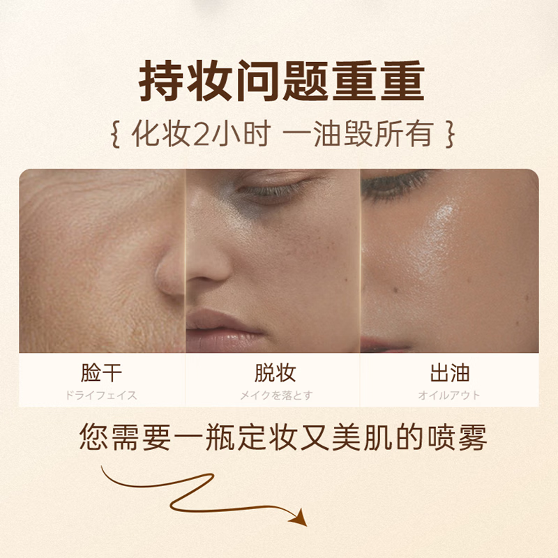 NHFOUYOU定妆喷雾持久定妆控油防水防汗不脱妆快速定妆便携带 300ml【3瓶装】【96%用户选择】