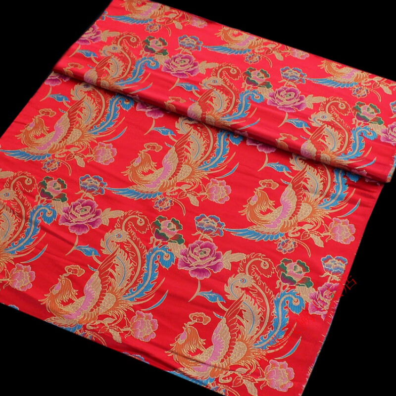 云锦织锦缎 凤凰图案布料织金凤锦面料加厚加宽云锦织锦缎秀禾服童装