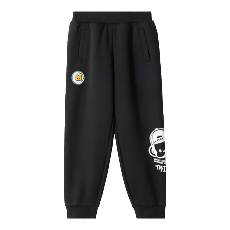 361°【商场同款】童装男童针织长裤年春秋小童新款裤子 经典黑 130