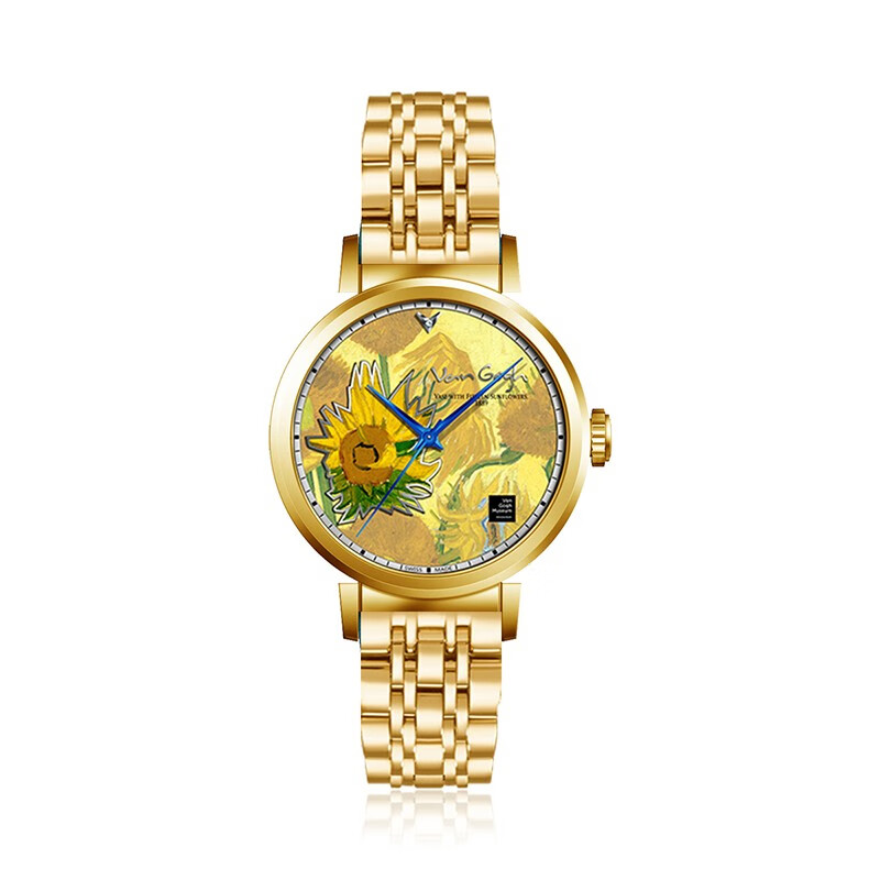 梵高（VanGogh）金钻系列手表至匠系列立体表面钢表带潮牌博物馆授权瑞士原装进口向日葵