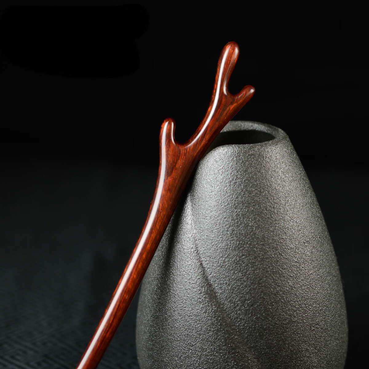 梦君宸小叶紫檀龙鹿角簪子复古典风木质发簪盘发简约女友生日礼物