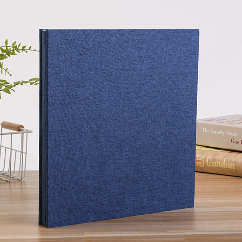 银尘高档简约麻布16寸自粘贴式相册本家庭覆膜影集大容量10寸以下照片