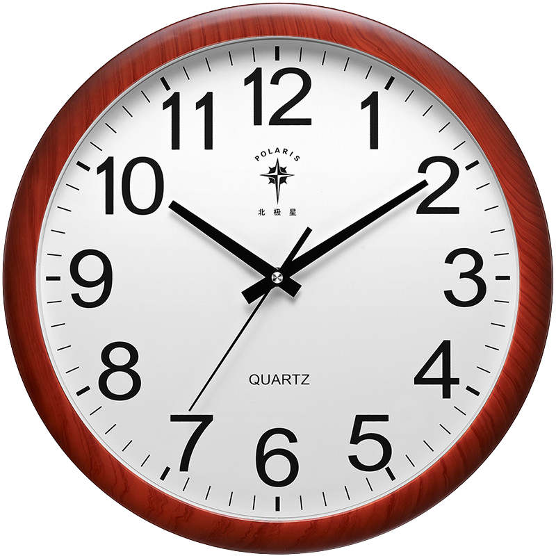 北極星(POLARIS)掛鐘客廳鐘表現代石英鐘時(shí)尚時(shí)鐘創(chuàng )意掛表38cm木紋