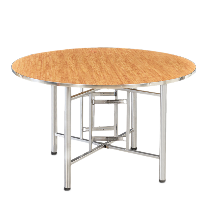 圆桌折叠餐桌简易家用便携式小户型餐厅酒店饭店圆形歺桌吃饭桌子面板大号 1.2米包边桌面_折叠桌架