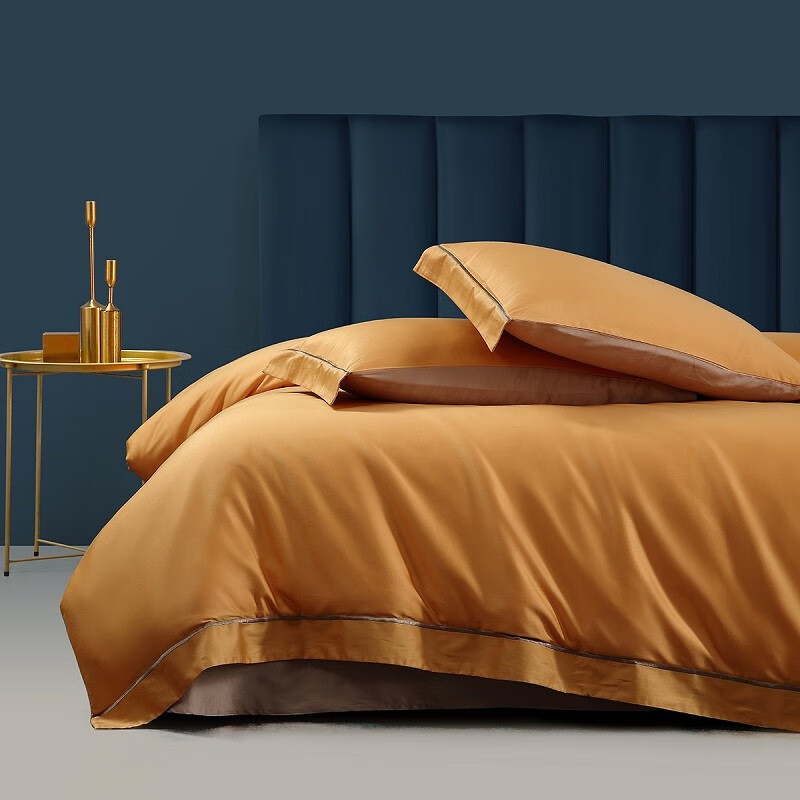 四件套60支贡缎纯色欧式被套床单床上四件套 城市