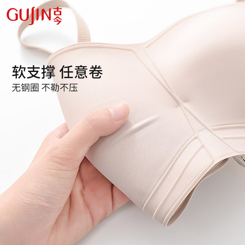 古今无痕无钢圈隐形防滑抹胸礼服结婚文胸小胸聚拢可拆卸肩带内衣 经典黑【单件装】 M (70A/70B/75A/75B)