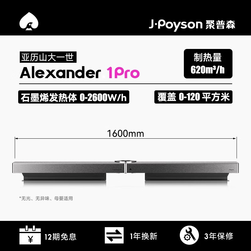 聚普森全屋取暖器家用石墨烯節能暖風機速熱神器客廳大面積電暖氣 【覆蓋120平方米】Alexander 1Pro