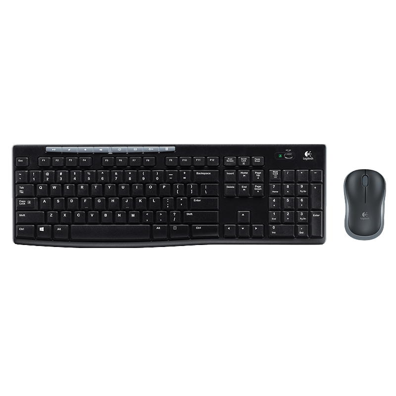 罗技（Logitech）MK270 无线键鼠套装 商务办公键鼠套装 全尺寸 带无线2.4G接收器 黑色