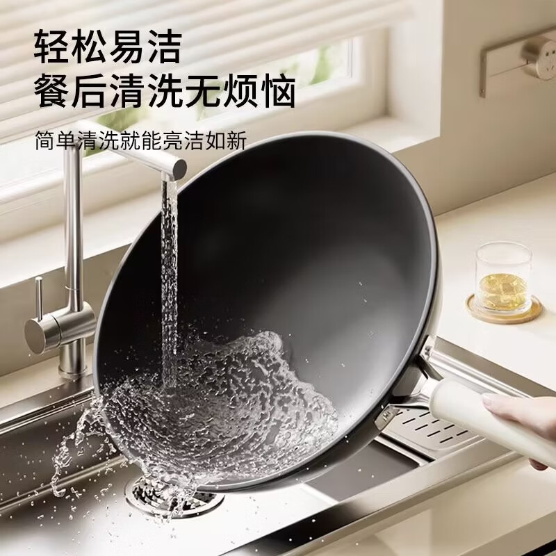 京严炒锅铁锅不粘锅无氟涂层炒菜锅家用电磁炉燃气轻量煎炒平底不沾锅 【0涂层纯精铁】轻量炒锅 30cm 健康不锈丨久用不粘丨不挑炉灶