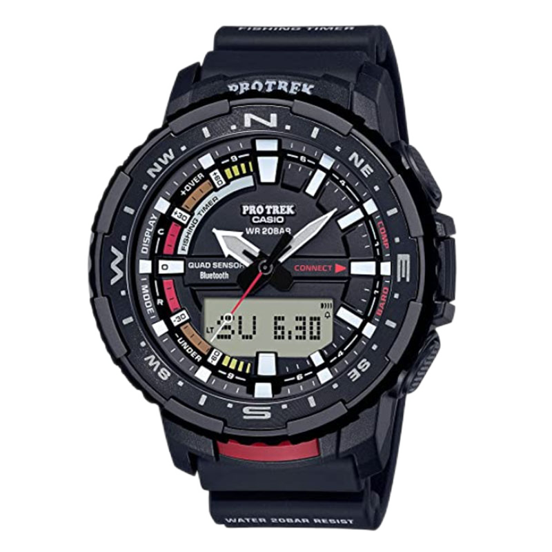 卡西歐(CASIO) PRO TREK 垂釣者系列男表四傳感器多功能藍(lán)牙連接智能手表男士運(yùn)動(dòng)手表戶外 藍(lán)牙連接運(yùn)動(dòng)手表 黑色