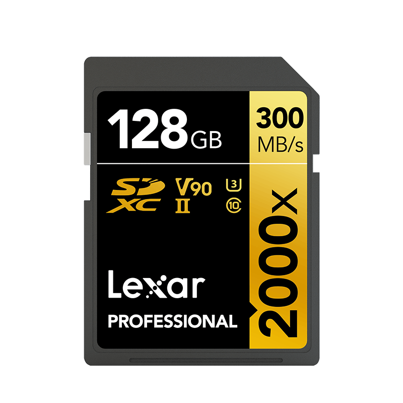 雷克沙(Lexar)128GB SD存储卡 U3 V90 8K视频摄像相机内存卡 读300MB/s 写260MB/s 高速读取录制(2000x)