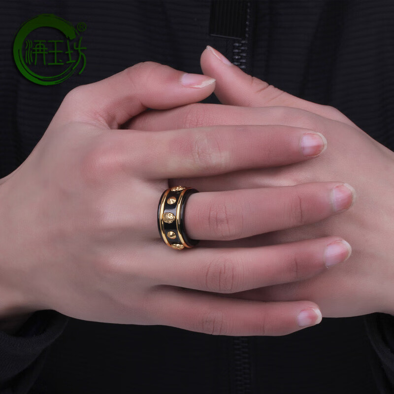 单身尾戒学生潮嘻哈转动蹦迪戒指网红指环可刻字 美7号(指围55-56mm)