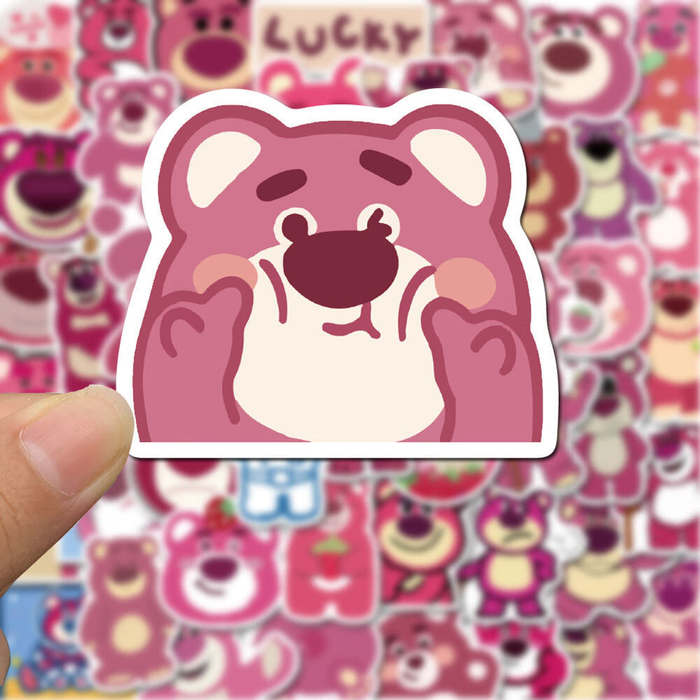 贝意品50张可爱草莓熊贴纸电脑贴画卡通可爱少女心手机装饰小图案高颜