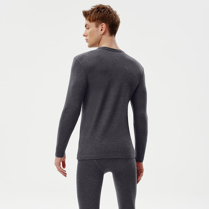 三枪（THREEGUN）热力弹无尺码吸湿抑菌秋衣秋裤男情侣保暖内衣双色薄绒礼盒 男 黑麻灰 XL -3XL（常规版）