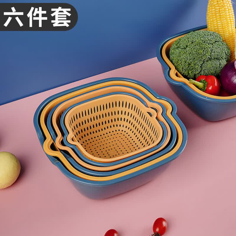HOUYA 沥水篮果盘果篮水果盘洗菜盆家用淘米双层菜篮子【大中小6件套】怎么看?