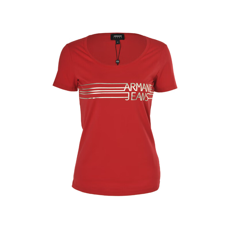 armani女士字母烫印弹力棉短袖t恤3y5t40jabz奢饰品潮牌 红色 40