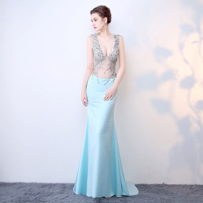 新品性感夜店服g657/性感透视装晚装网纱长款会所ktv酒吧车展走秀礼服