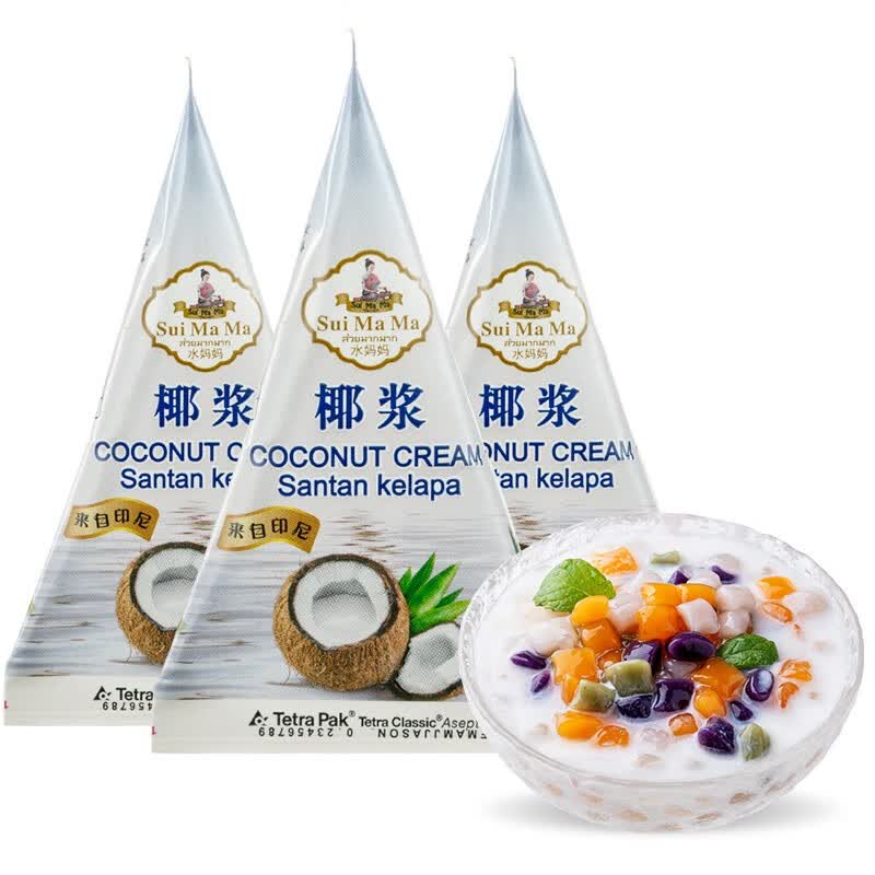 水妈妈印度尼西亚进口椰浆65ml(三角包)甜品西米露烘焙水果捞咖喱伴侣