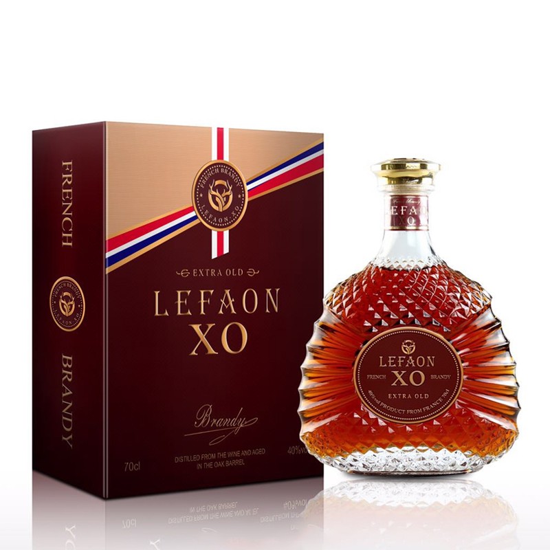 【xo洋酒】法国进口洋酒利枫金钻xo白兰地40度700ml单支礼盒装 红色