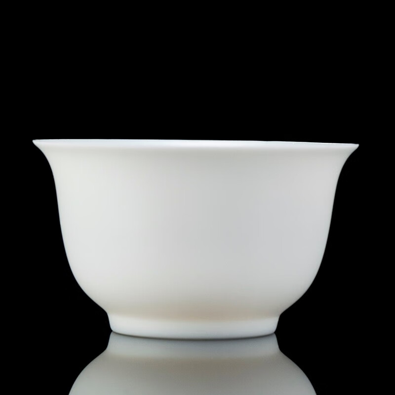 钰铨龙门 薄胎白瓷主人杯 德化羊脂玉瓷大号喝茶品茗茶杯无釉素烧陶瓷单杯 薄胎压手杯-大号(约110ml)