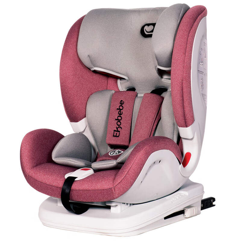 怡戈 Ekobebe汽车儿童安全座椅 婴儿宝宝车载可坐可躺9个月-12岁ISOfix硬接口 KBH511藕粉