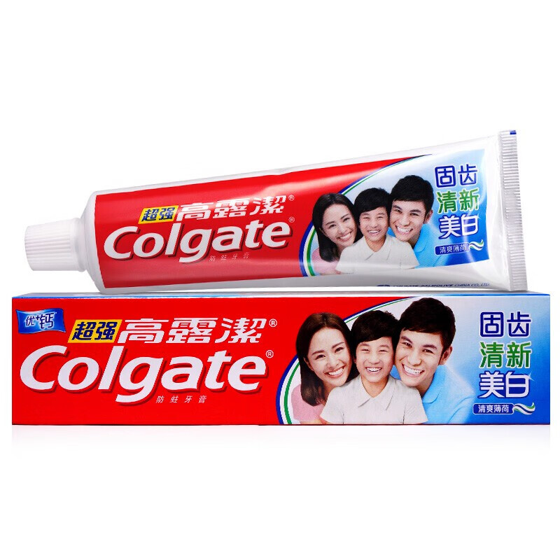 高露洁(colgate) 牙膏 超强 高钙140g*4支 清新固齿 牙齿美白