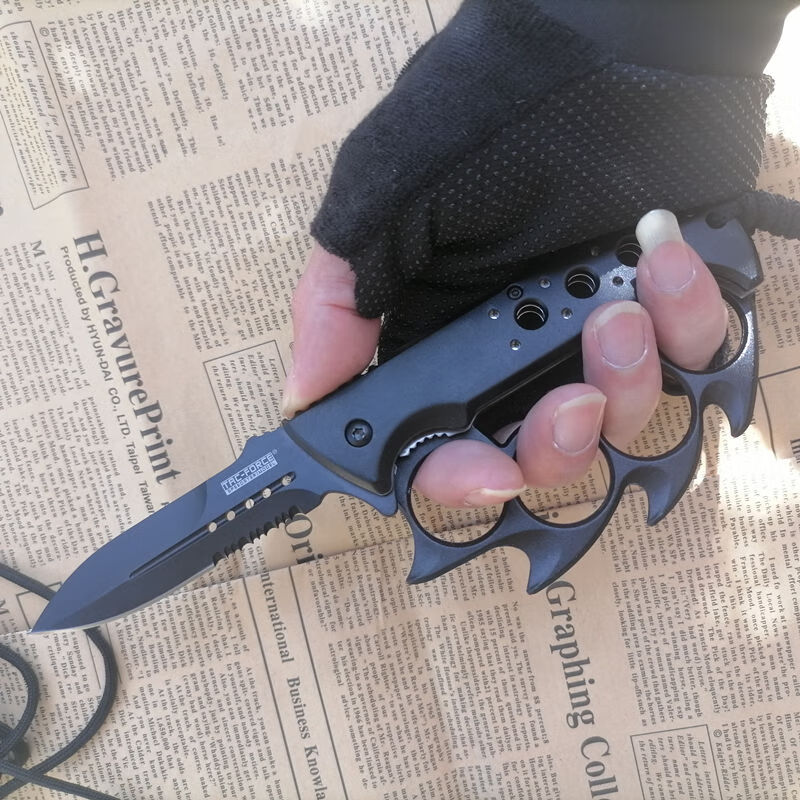 萌仕伴指虎刀拳折叠四指自卫防身用品户外具随身小瑞士摩瑞迪 加厚单